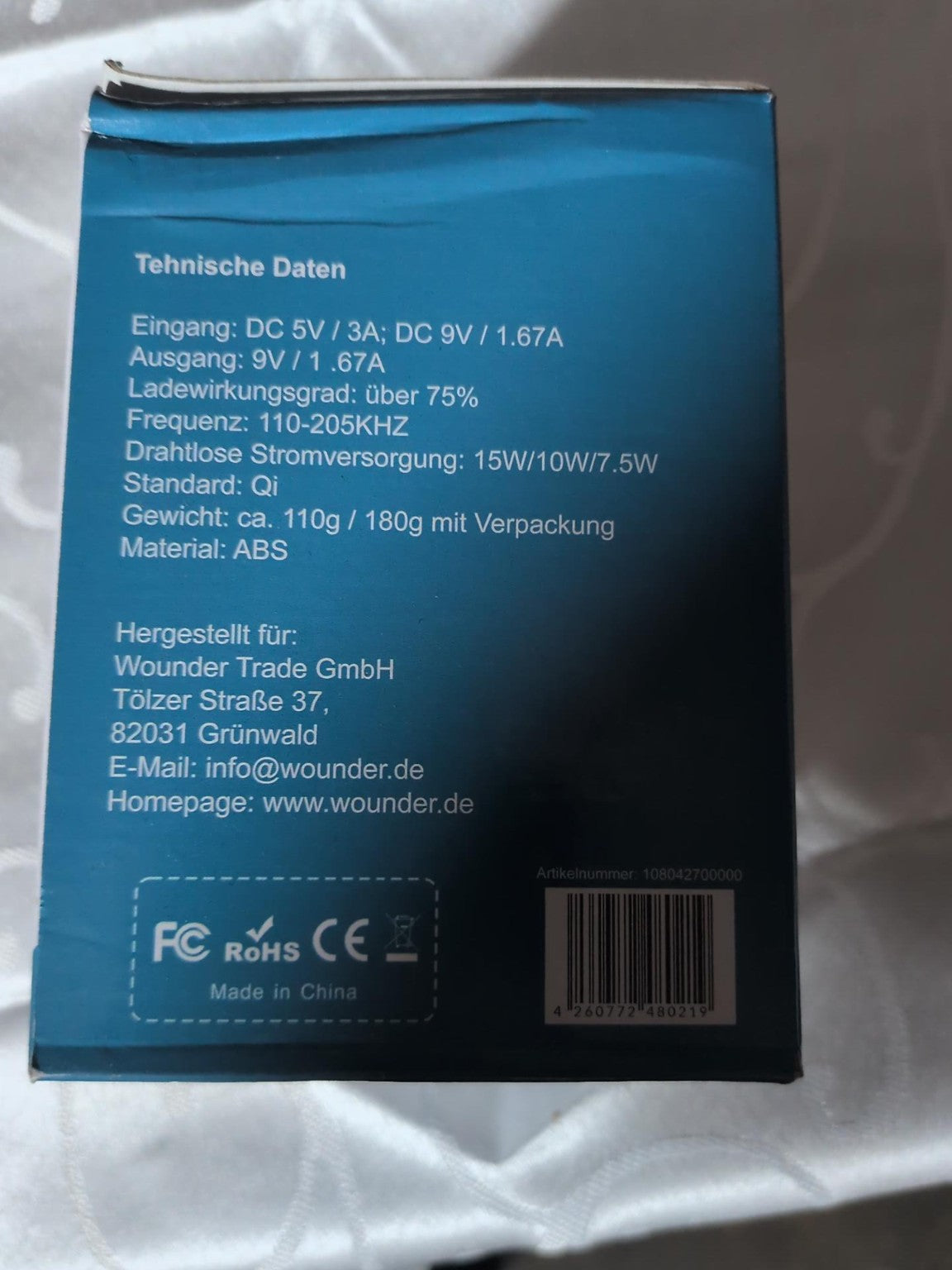 2-in-1 bezvadu uzlādes stacija Qi 15W tehniskie dati