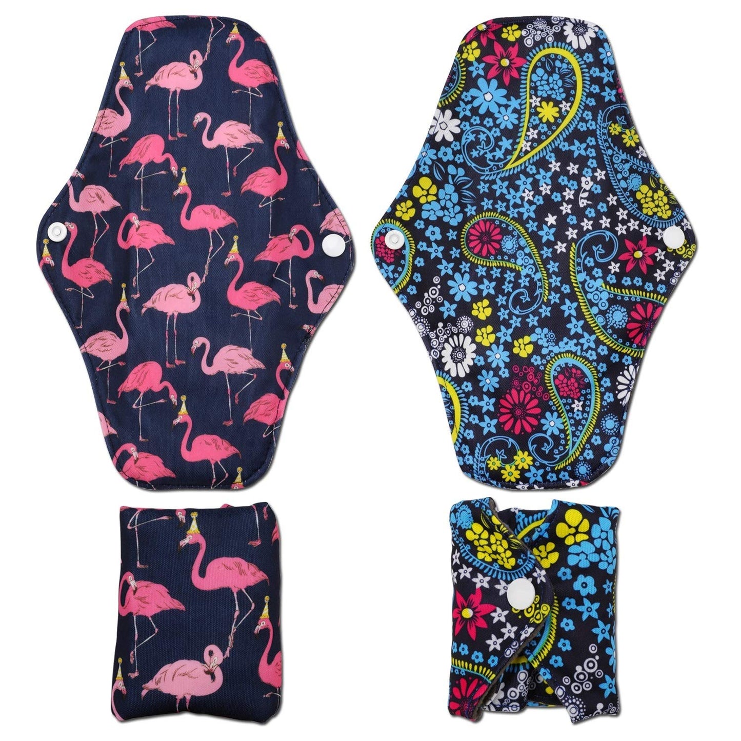 Reusable Sanitary Wipes Pads (7 in 1, 10 inch), Antibacterial Bamboo Panty Liners with Wet Bag, Heavy Flow Night Washable