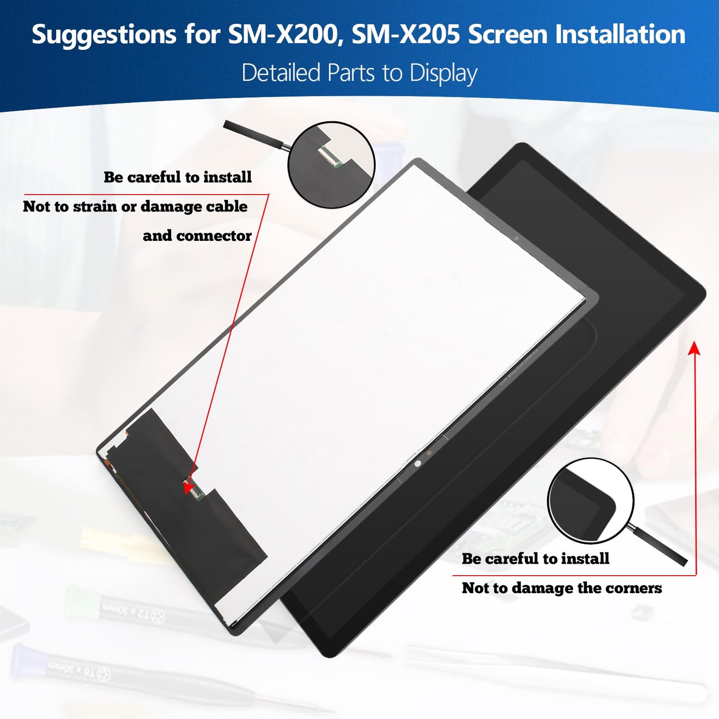 LCD Display Assembly Replacement for Samsung Galaxy Tab A8 10.5in SM-X200 (Incl. Tools) – Black
