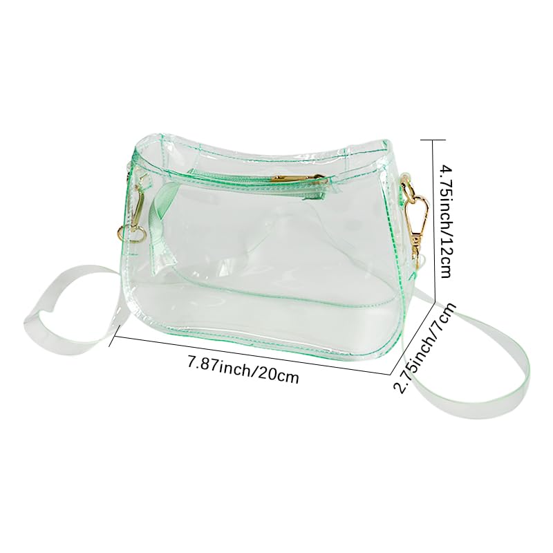 Transparent PVC Crossbody Bag Waterproof Adjustable Strap 20x12x7cm – Mint Green
