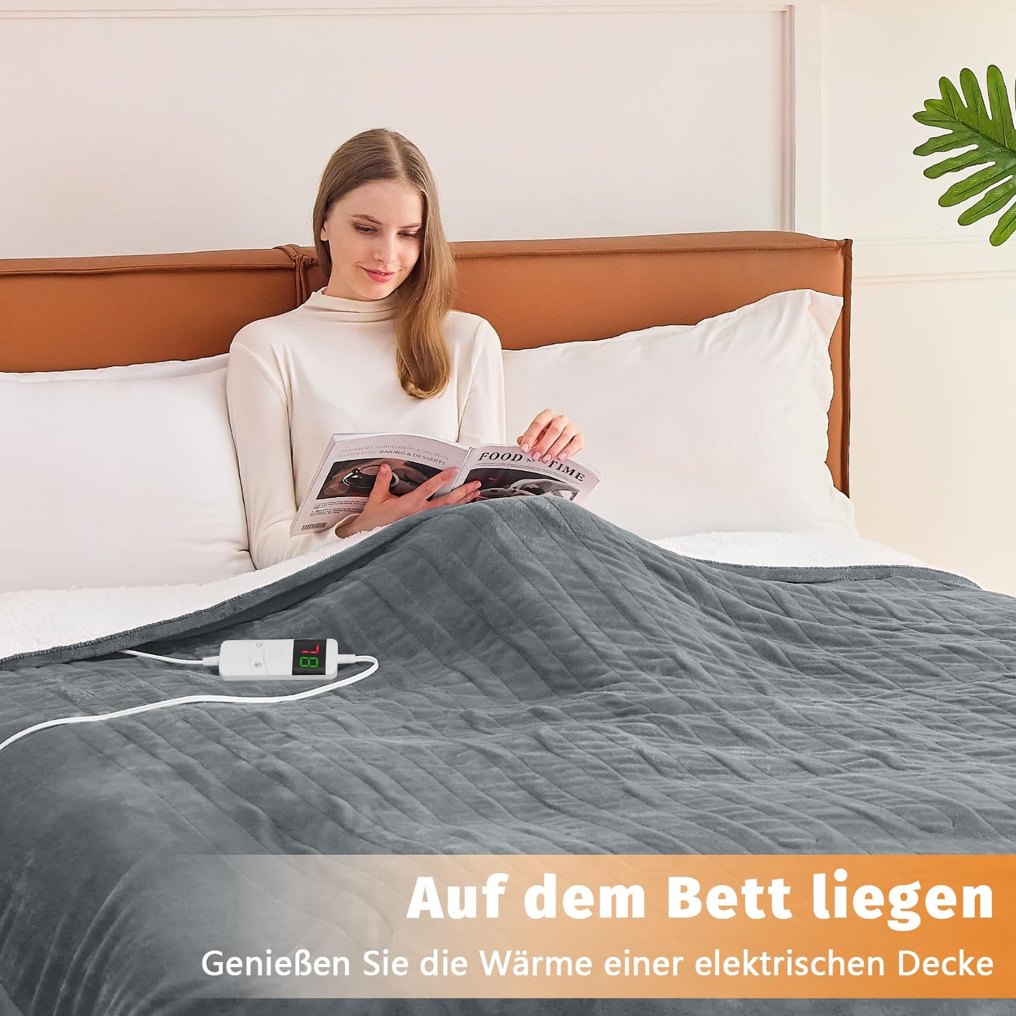 Heated Blanket 10 Heat Settings Automatic Shut-Off Fluffy – Grey 130x180 cm
