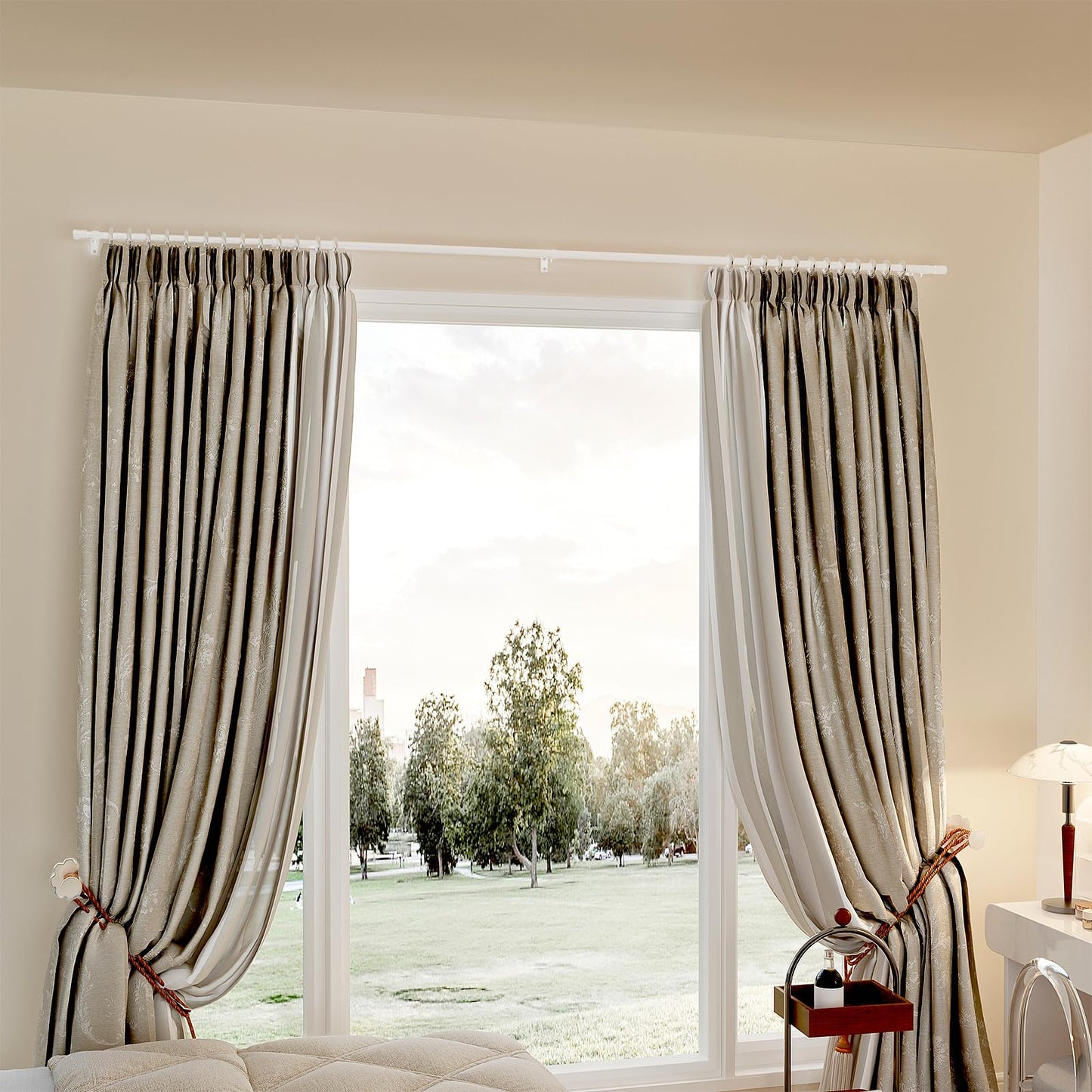 WELDUN Curtain Rods for Windows, 81-361 cm Metal Extendable Curtain Rod, Φ19.5 mm Heavy Duty Curtain Rod Set with Brackets