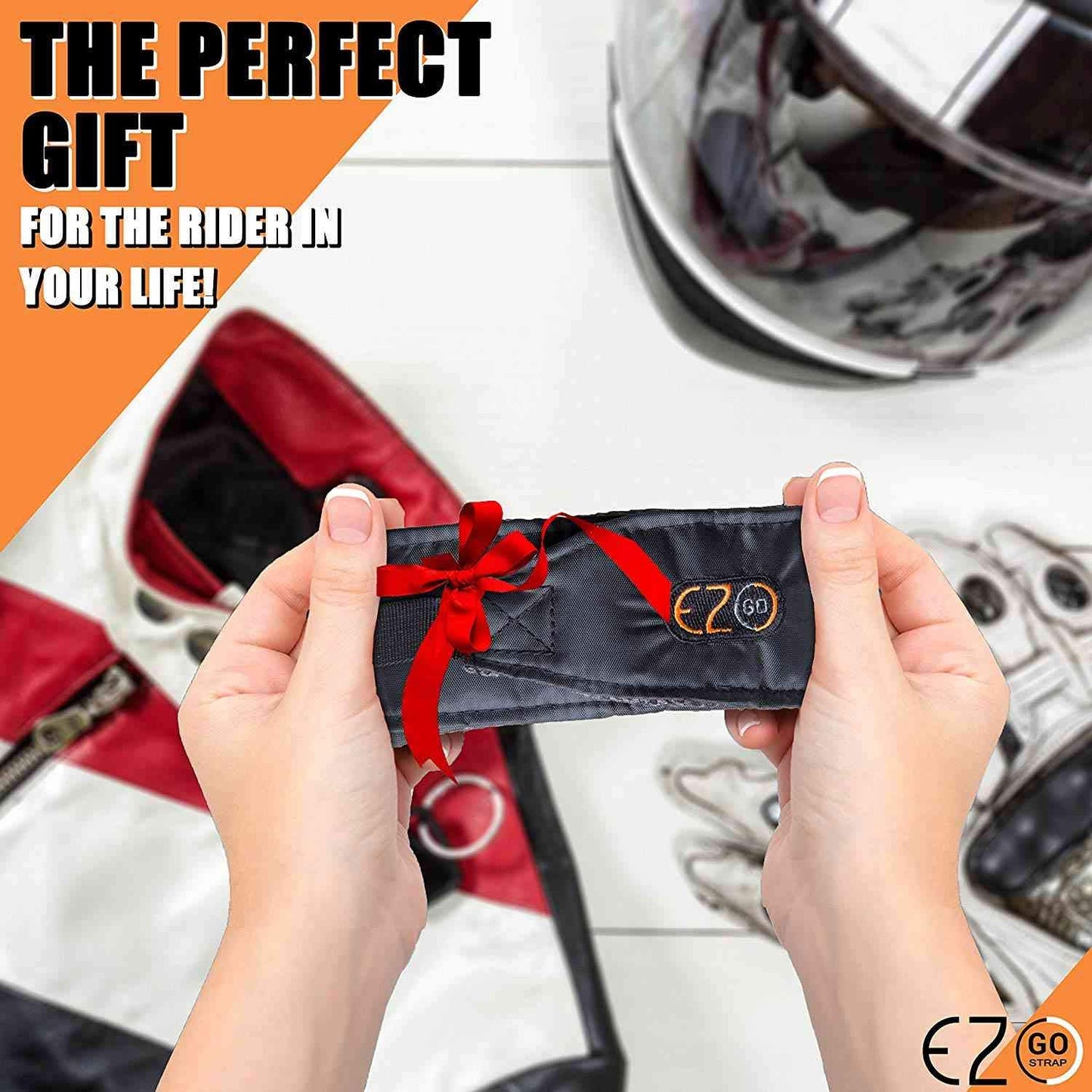 EZ-GO Motorcycle Helmet Shoulder Strap - Adjustable Helmet Strap with Ratchet Closure for Free Hands - Motorcycle Accessories
