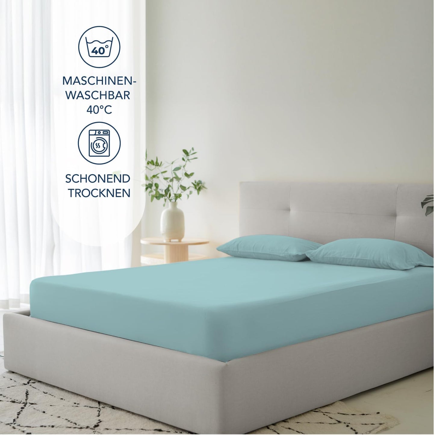 Fitted Sheet Queen 140x190/200cm 35cm Deep 100% Microfiber Oeko-TEX – Aqua