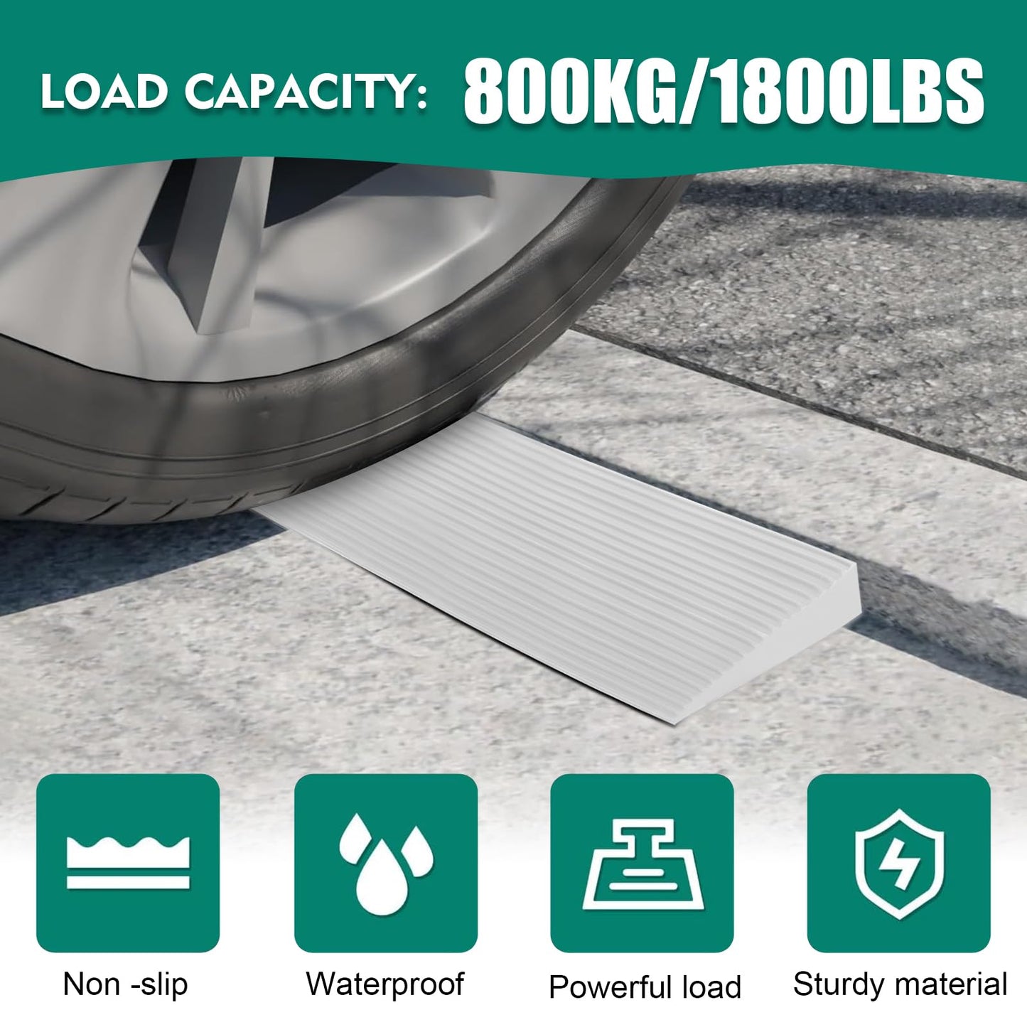 1M*8cm*2.0cm door threshold ramp, load capacity up to 800 kg, self-adhesive rubber ramp for 2.0cm height difference, door