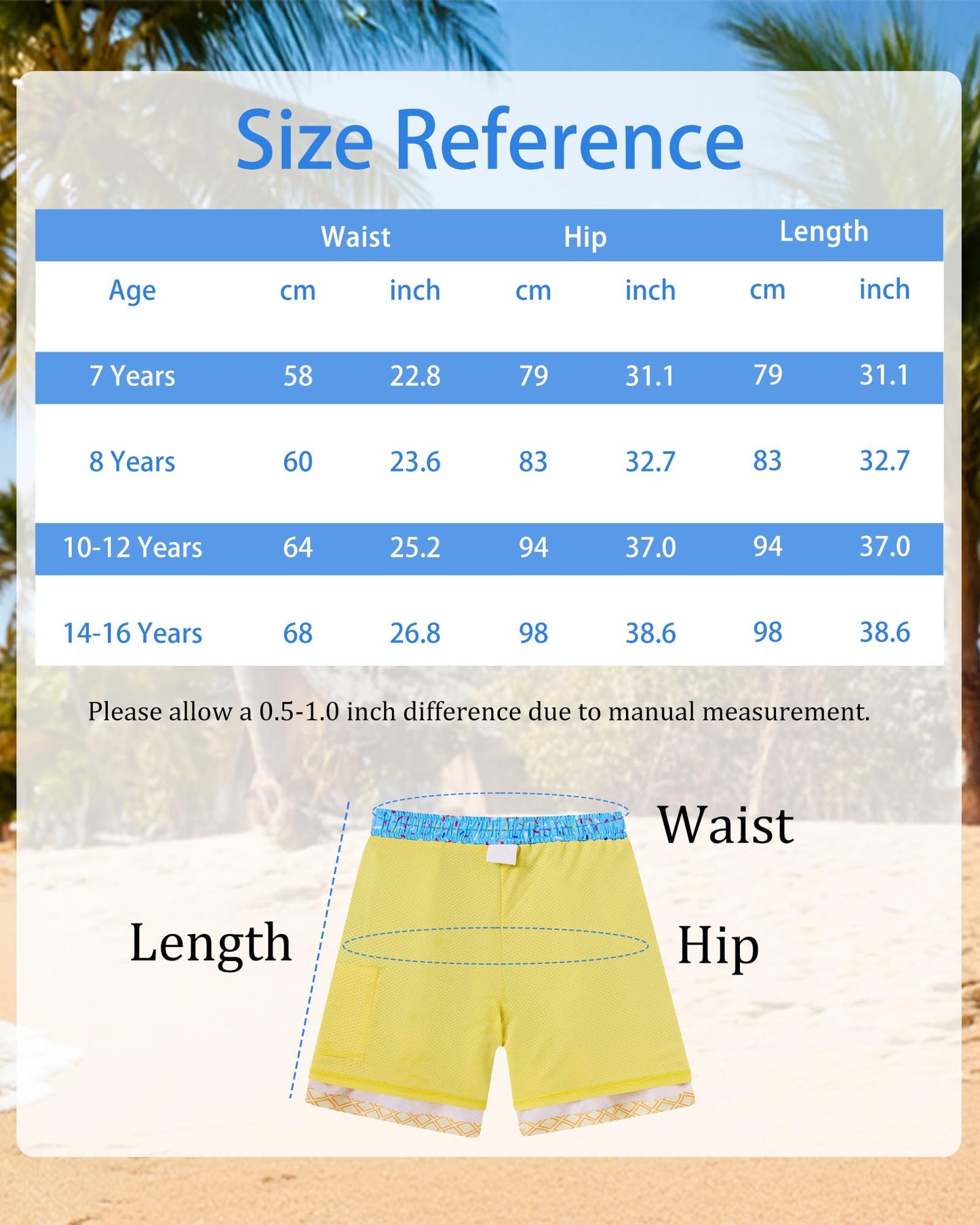 Boys' 2-in-1 Swim Shorts Compression Lining 3D Ice Cream Print Quick-Dry – Blue 7 Years