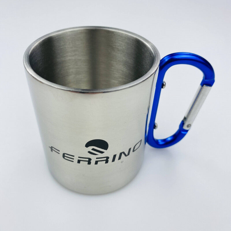Ferrino Inox nerūsējošā tērauda krūze ar karabīni