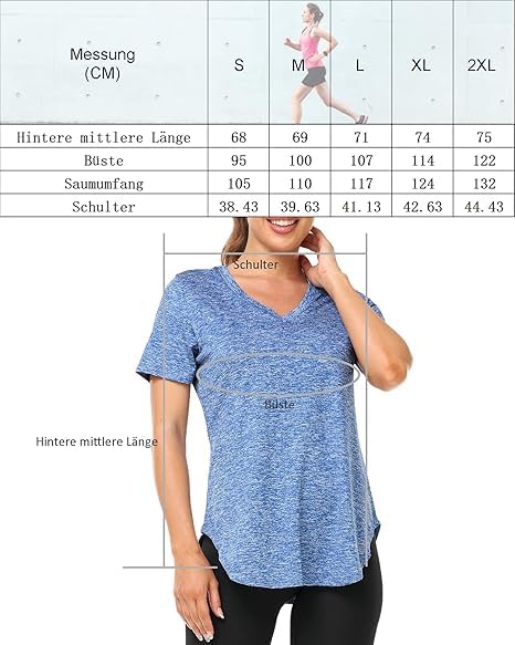 Women's V-Neck Sport T-Shirt Short Sleeve Running Workout Gym Yoga – Various