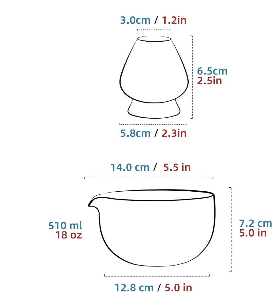 TEANAGOO japāņu keramikas matcha bļoda, zila-balta, ar slotiņas turētāju - Gultify
