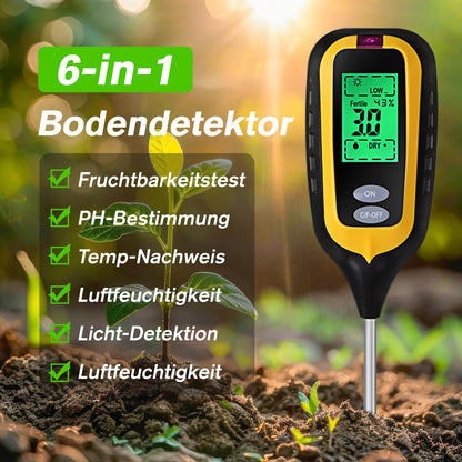 Zilchx ph meter soil, 6-in-1 soil moisture meter for plants, digital soil meter with