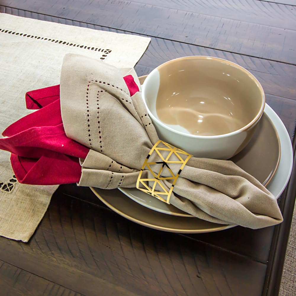Triangle Metal Napkin Rings Set of 8 Table Decor – Gold