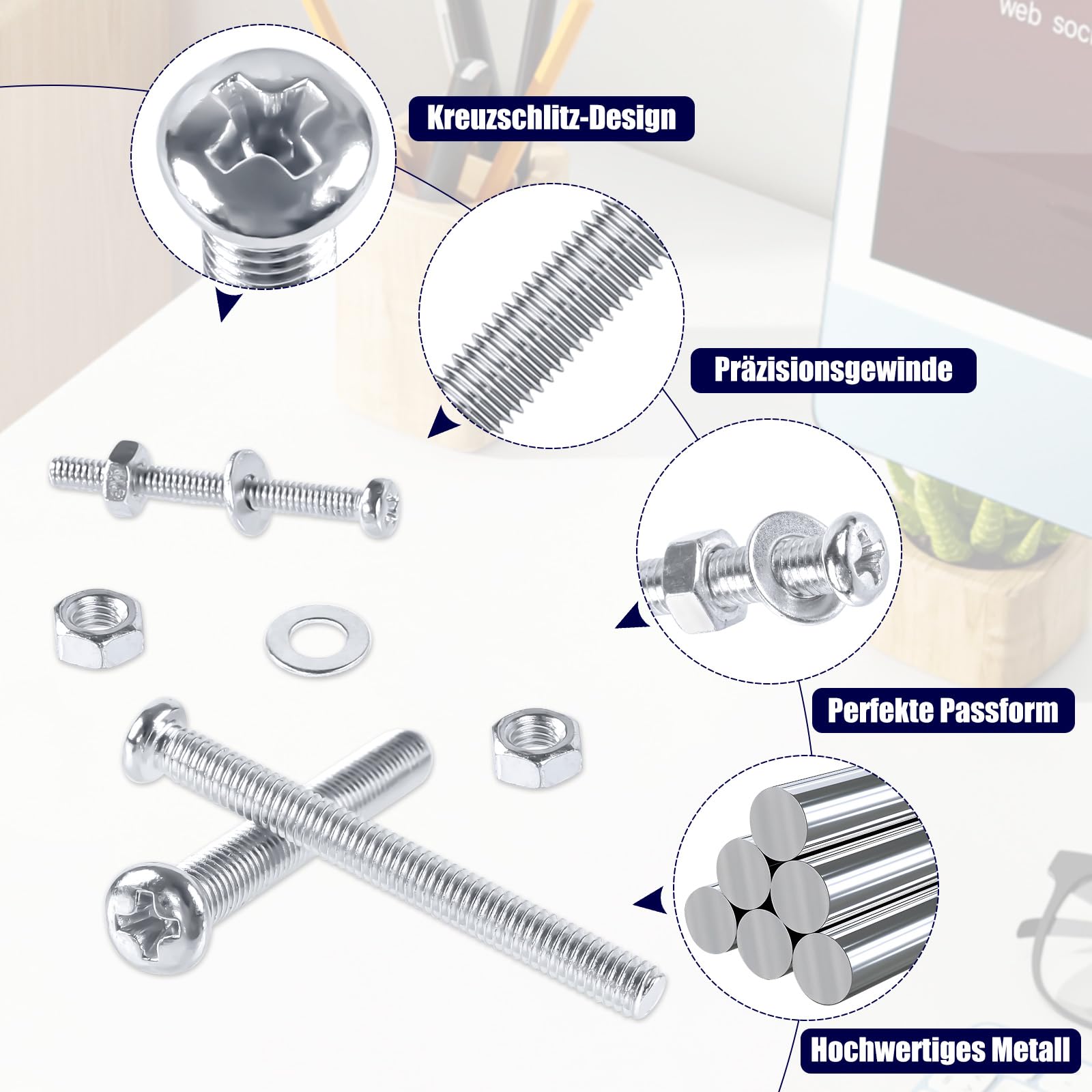 Screw Assortment Kit 930pc Pan Head M3-M5 with Nuts & Washers Phillips – Mixed