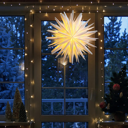 Illuminated Christmas Stars Set of 3 45cm Paper Decorations – White