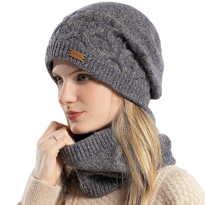Women's Slouchy Knitted Beanie Hat with Scarf Soft Lined Warm – Yellow
