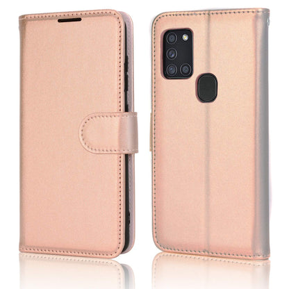 Samsung Galaxy A21s Leather Wallet Case with Card Slots & Kickstand – Rose Gold