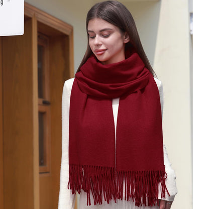 Women's Pashmina Scarf Burgundy Shawl Warm Festive Evening Wrap – Burgundy