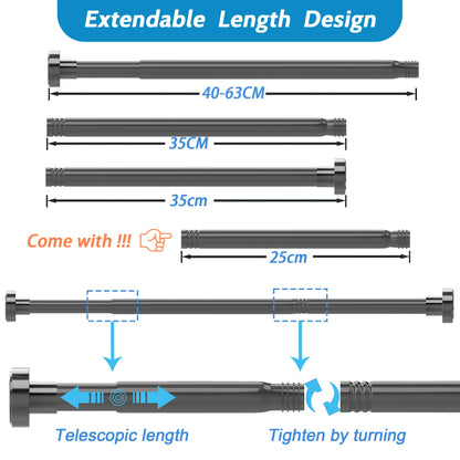 Extendable Shower Curtain Pole No Drill – Silver 73-145cm
