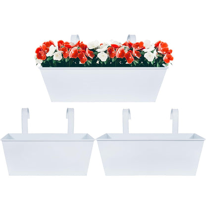 BOFUNX 3pcs Hanging Flower Pots Outdoor Metal Pots Hanging Planter Hanging Flower Holder with Removable Double Hook for