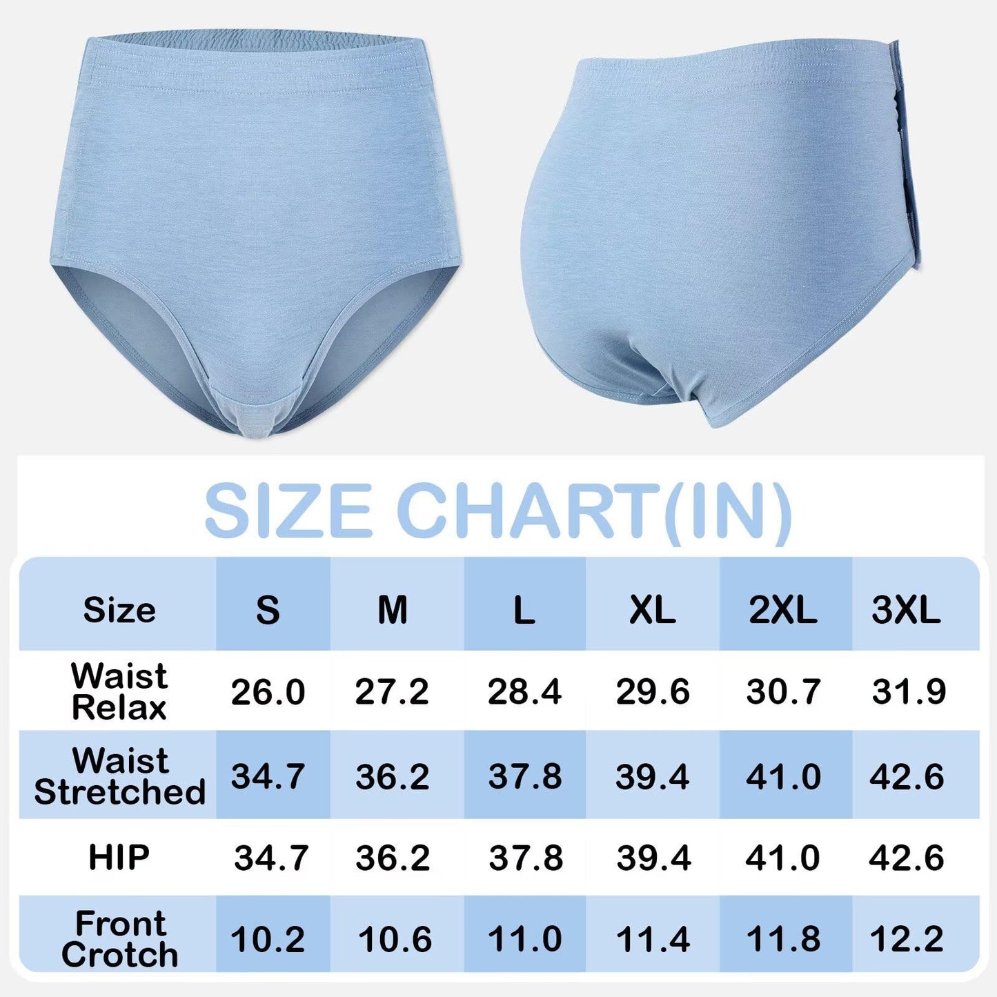 Care Shorts Tear-Away Velcro Fastening Incontinence Trousers for Seniors – Blue L