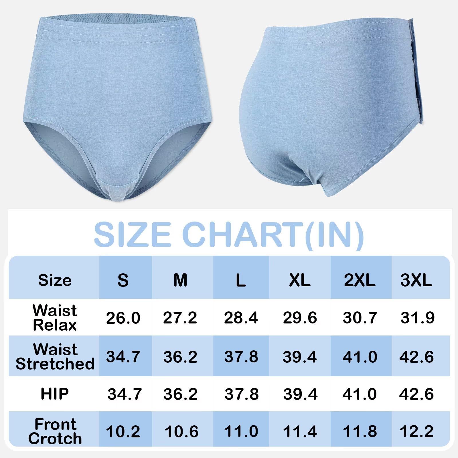 Care Shorts Tear-Away Velcro Fastening Incontinence Trousers for Seniors – Blue L