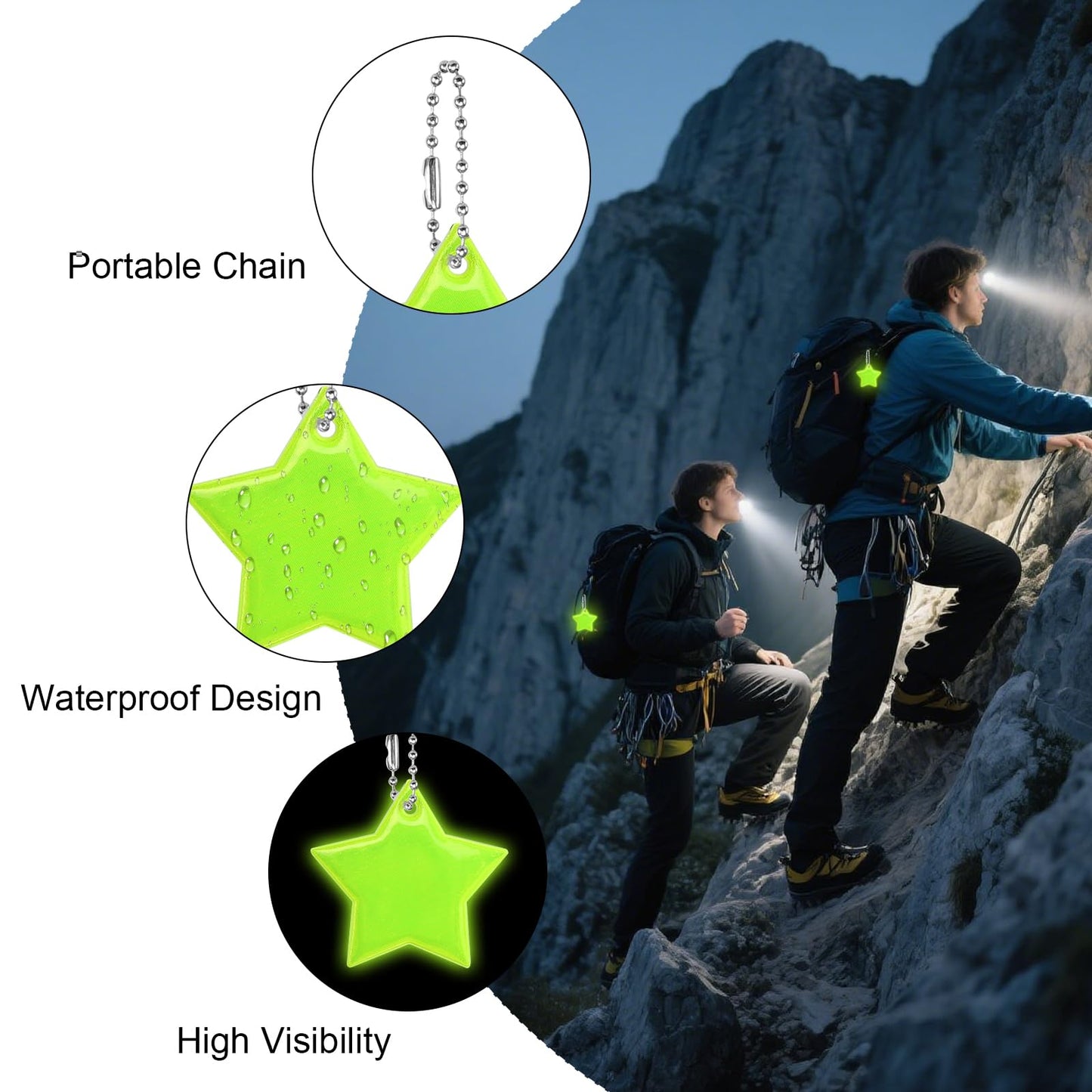 Reflector Pendants 36-Pack Star Safety Reflectors for Backpacks Walking Running Cycling – 36-Pack