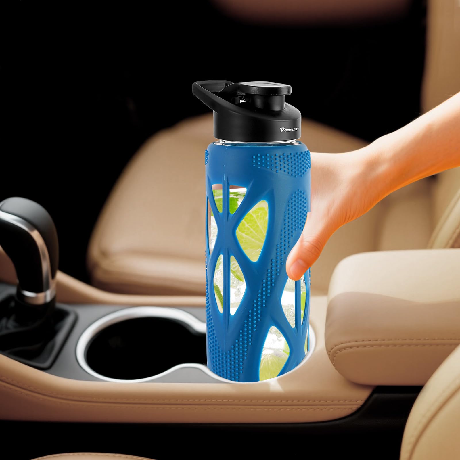 Borosilicate Glass Sports Bottle 700ml Shatterproof Leakproof with Sleeve – Red
