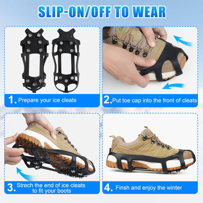 Ice Grips Shoe Spikes Anti-Slip Metal Crampons for Boots – One Size