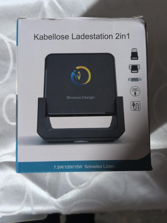 2-in-1 bezvadu uzlādes stacija Qi 15W