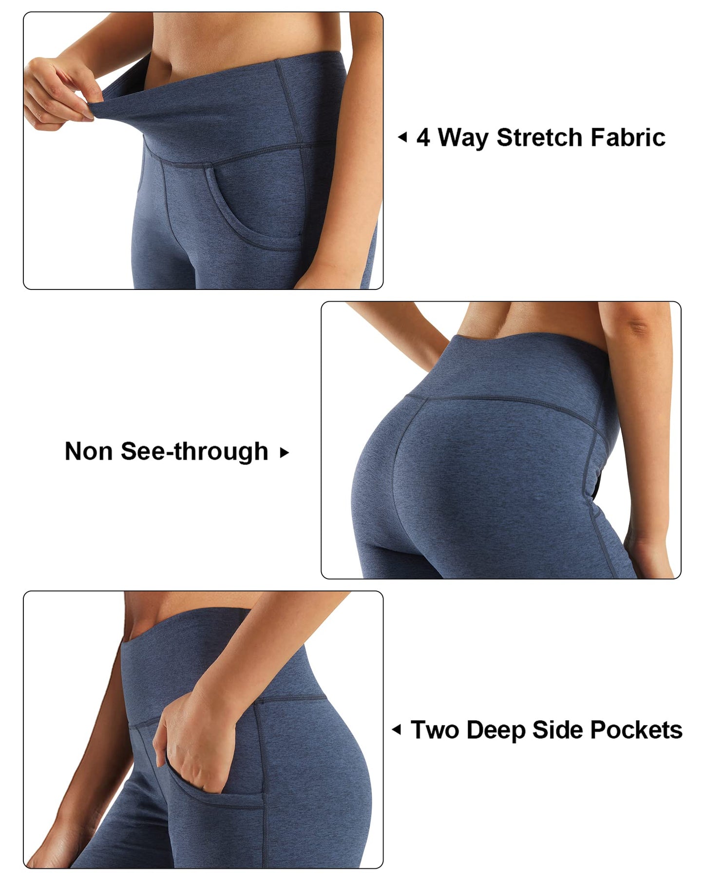 Women’s High-Waist Bootcut Yoga Pants Tummy Control with Pockets