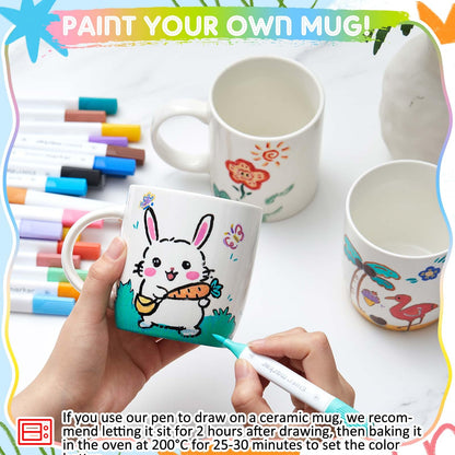 Tenare 24 Porcelain Paint Pens Dual Tip Set for Mugs Glass Ceramics – 24 Colours