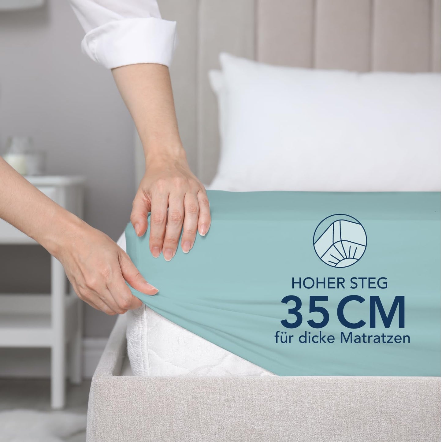 Fitted Sheet Queen 140x190/200cm 35cm Deep 100% Microfiber Oeko-TEX – Aqua