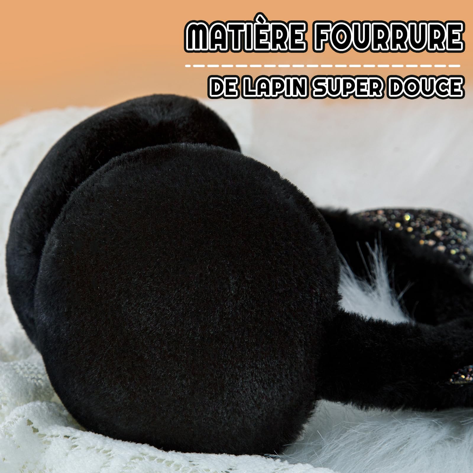Ear Muffs for Girls Soft Plush Adjustable Warmers – Winter Black