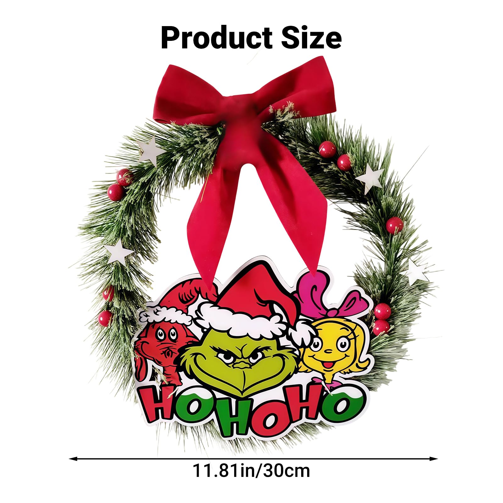 OUQIWEN Christmas Wreath Artificial Garland – 30cm Green