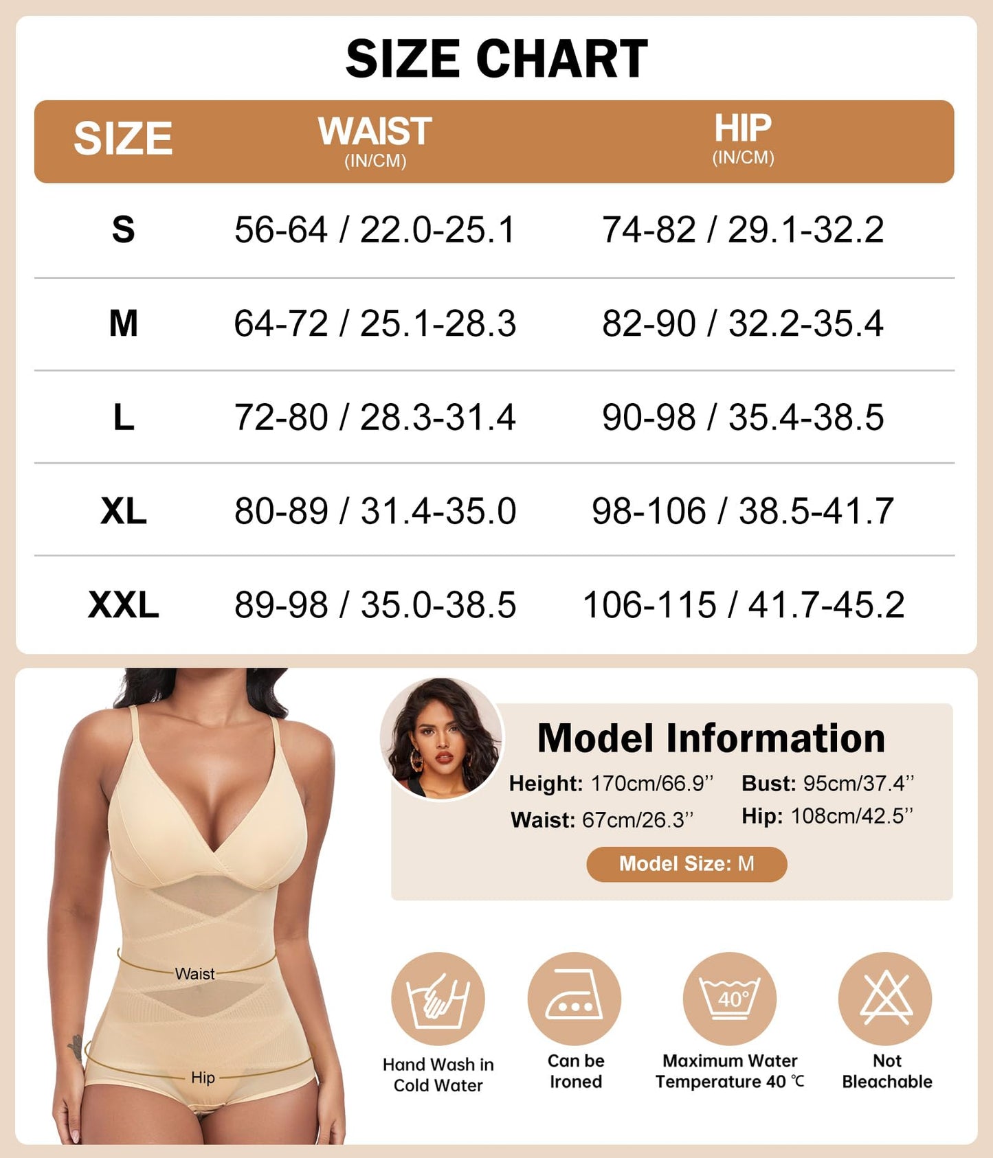 Women's Body Shaper Tummy Control Built-in Bra Breathable Shapewear Bodysuit – Skin S