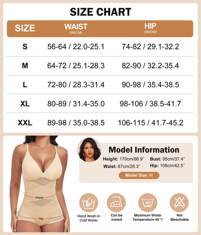 Women's Body Shaper Tummy Control Built-in Bra Breathable Shapewear Bodysuit – Skin S