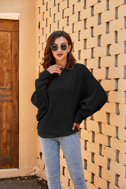Fessceruna Women's Oversized Knit Sweater – Black L