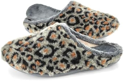 JOMIX sieviešu ziemas kažokādas čības ar leoparda rakstu