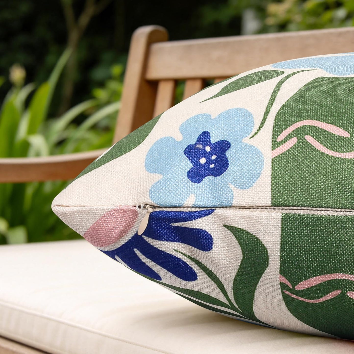 Outdoor Cushion Cover Waterproof Linen Hidden Zipper, Set of 2 – 40x40cm