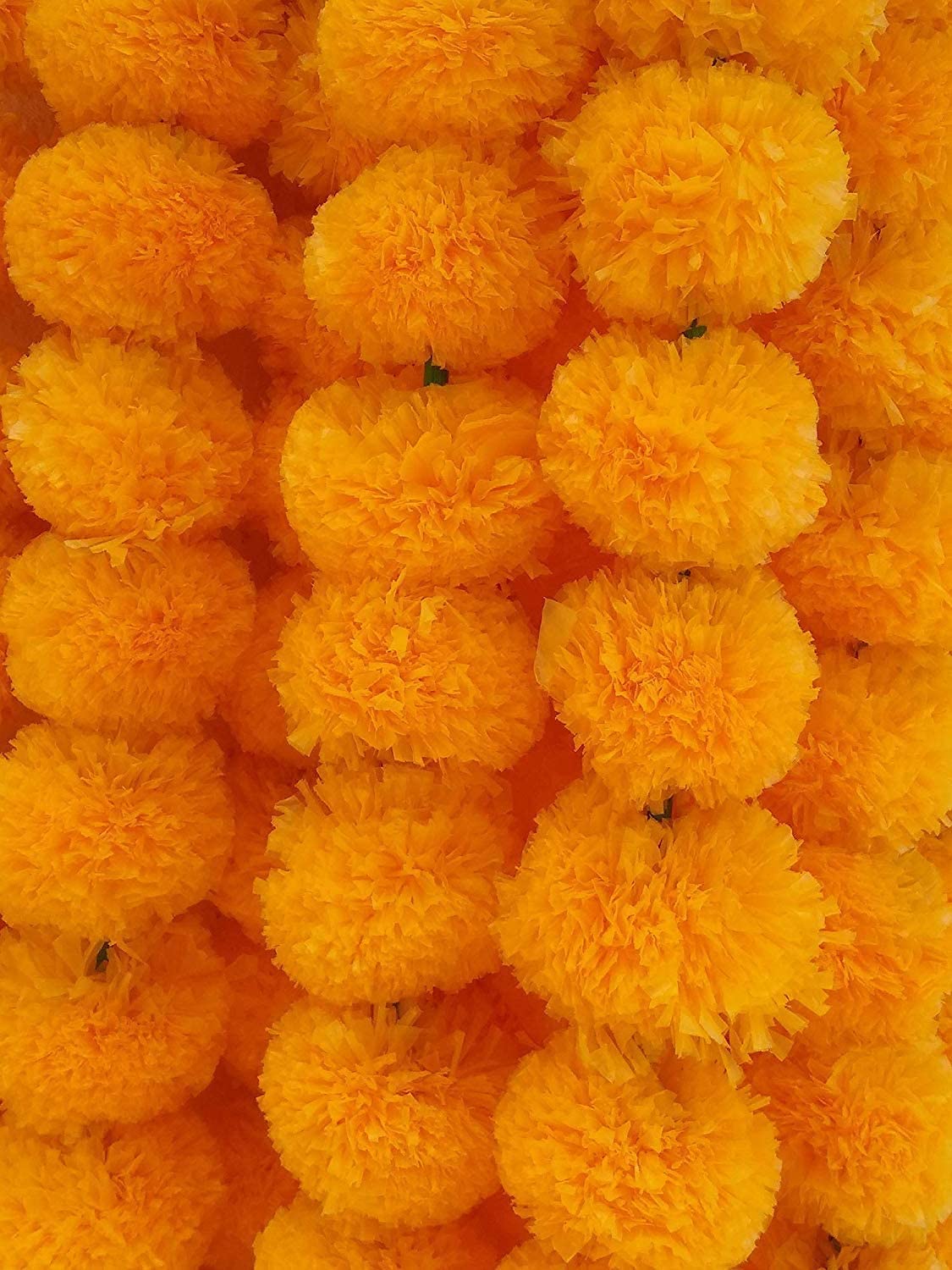 Decoration Craft 5pcs Artificial Light Orange Marigold Garlands 152cm Long for Party, Indian Wedding, Indian Theme