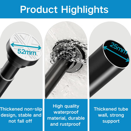 Extendable Shower Curtain Pole No Drill – Silver 73-145cm
