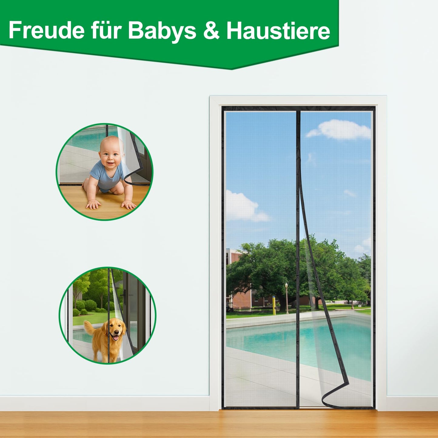Fly screen balcony door magnet, 80x210cm insect protection balcony door 3.8cm wide Velcro tape stronger magnets no drilling
