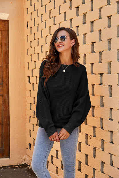 Fessceruna Women's Oversized Knit Sweater – Black L