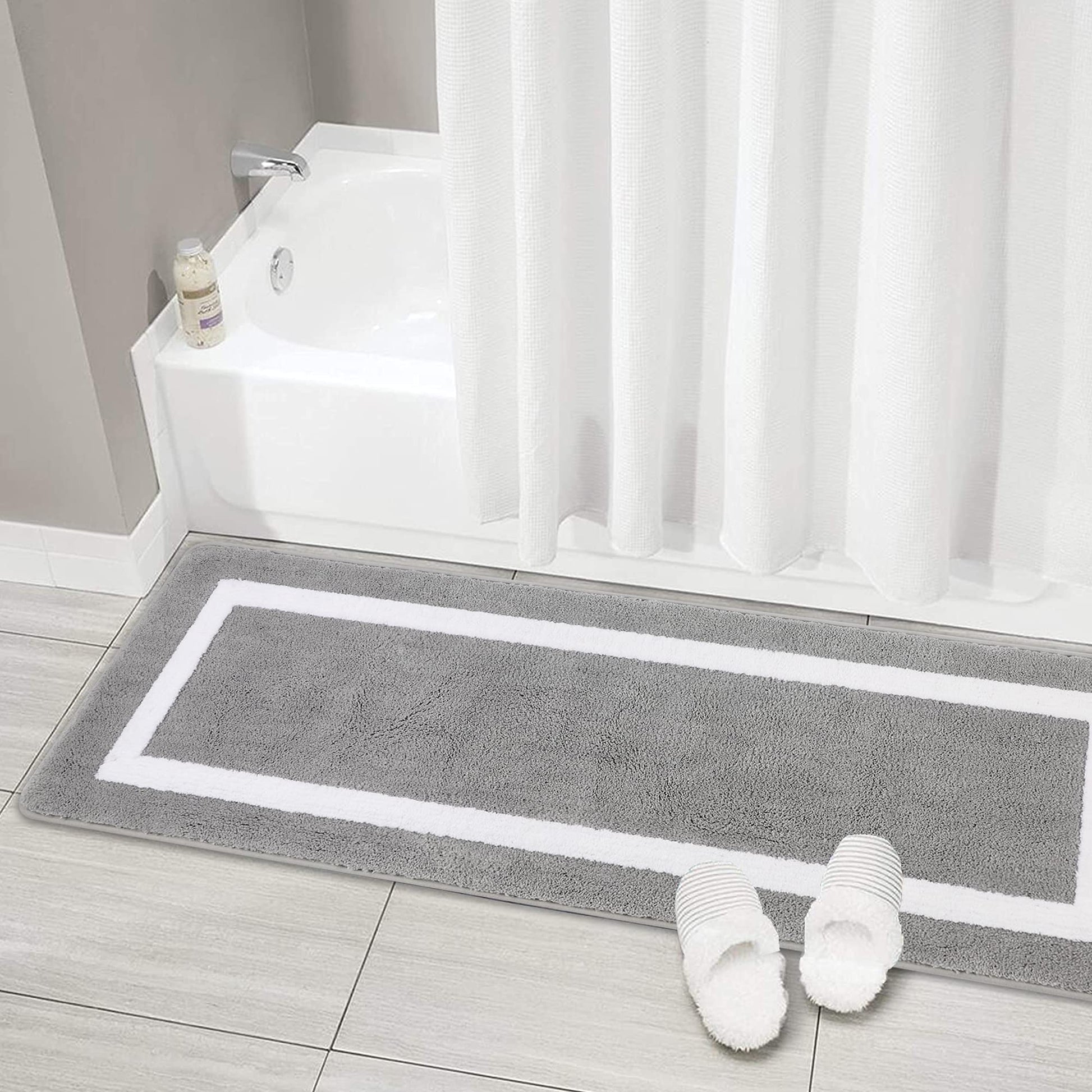 Non-Slip Microfibre Bath Mat Water-Absorbing Washable 50x140cm – Grey