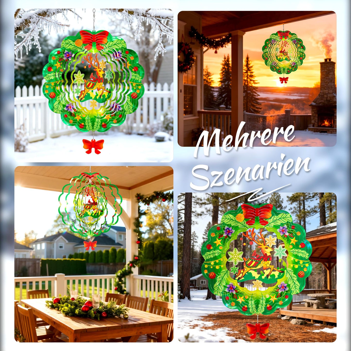 3D Deer Wind Chimes Outdoor Colourful Windchime for Garden & Patio – Multicolour
