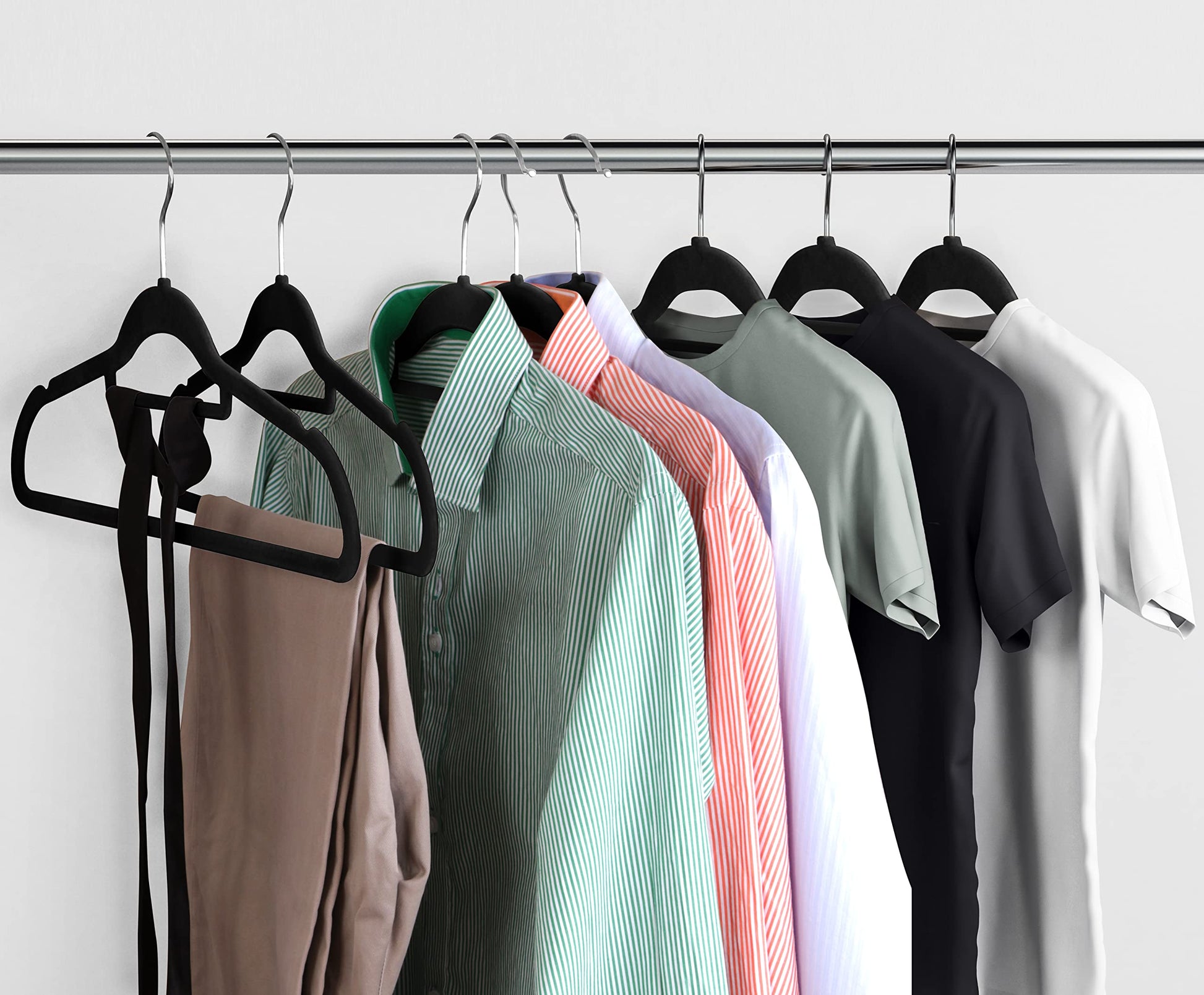 Utopia Home Premium Non-Slip Clothes Hangers - Heavy Duty Velvet Hangers with Tie Holder - Strong, Space Saving, for Shirts,