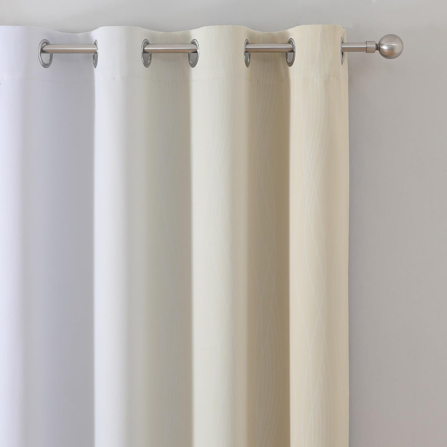 Ombre Gradient Eyelet Curtains Thermal Blackout Sound-Reducing – Light Beige 160x132cm (2pc)