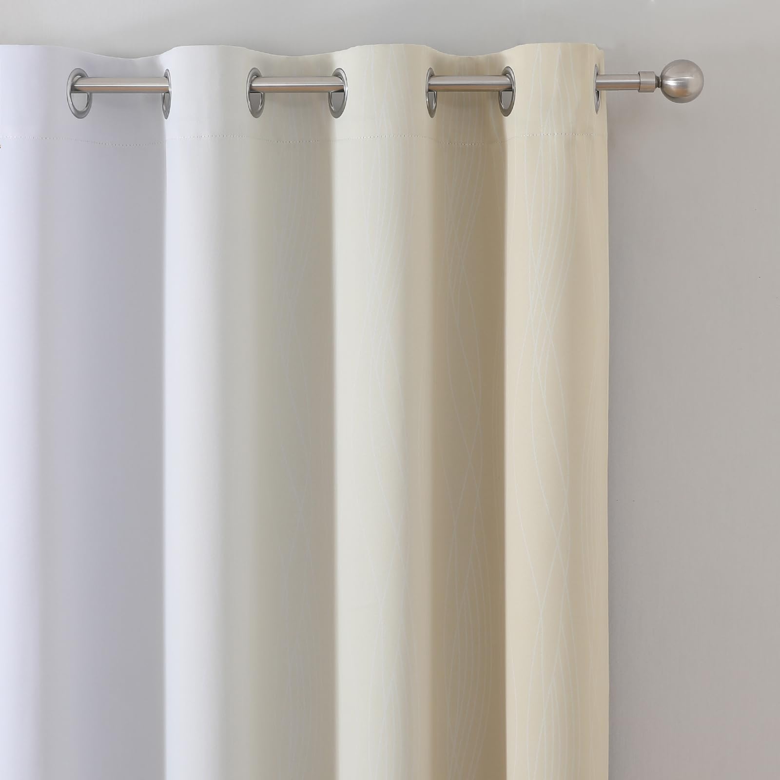 Ombre Gradient Eyelet Curtains Thermal Blackout Sound-Reducing – Light Beige 160x132cm (2pc)
