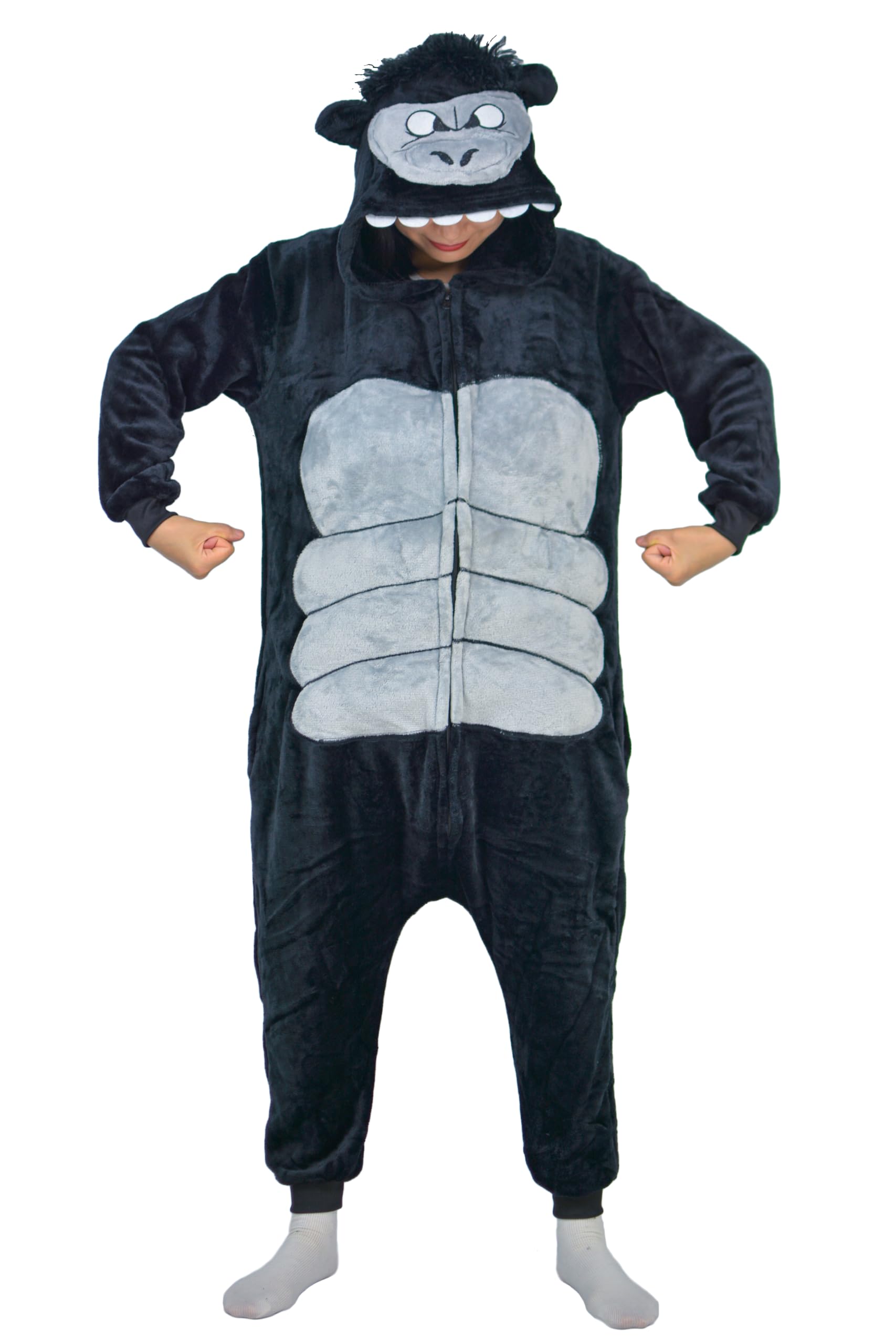 Gorilla Onesie Costume Adult Animal Jumpsuit Pajamas – S