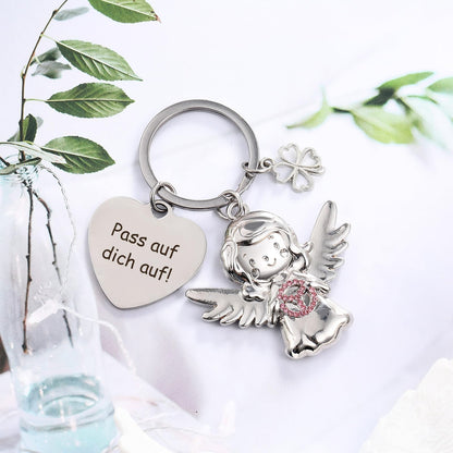 Guardian Angel Keychain with Steering Wheel – Good Luck Charm for Drivers