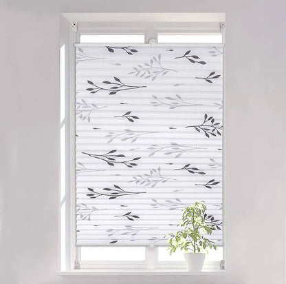 WOLTU PS5616GR Plisētā Žalūzija 65 × 130 cm – Pelēka ar Zaru Rakstu